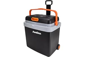 AooDen - 35 Quart (33 Liter) Capacity Electric Car Cooler and Heater with Pull Bar and Wheels, Ice Free Thermoelectric Cooler for Travel, Camping, Vehicles, Truck,