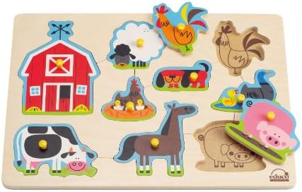Hape Farm Kid's Wooden Peg Puzzle