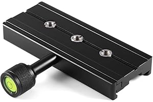 TOSUNY Aluminum Alloy 120mm QR Clamp Adapter for Quick Release Plate 1/4" 3/8" Compatible with Arca SWISS RSS Tripod (Black)