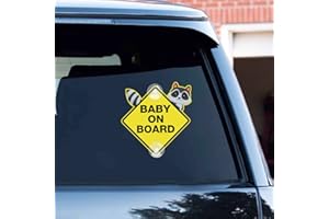Leniutor Baby On Board Ventosa per auto, simpatico procione in PVC per auto, segnale di avvertimento di sicurezza per finestrini laterali posteriori dell'auto (piccolo procione, giallo)