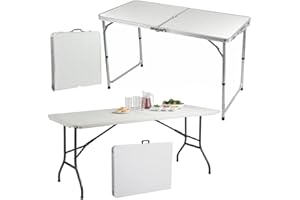 BARGAINS-GALORE 6ft Heavy Duty Folding Table - Extra Strength Portable Dining Tables with Feet | Catering, Camping, Picnic, Bbq, Patio, Garden Party Dinner Trestle Buffet Wedding Market | Indoor & Outdoor - White