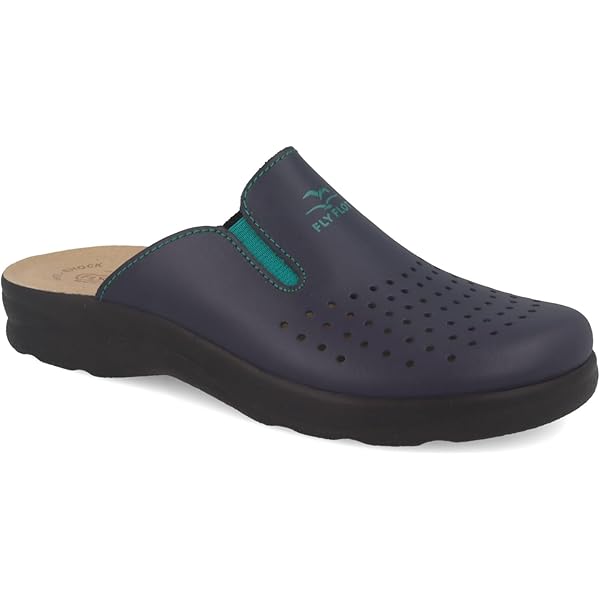 Zoccoli Sanitari Fly Flot Donna - In Pelle Forata Con Sottopiede In Scamosciato