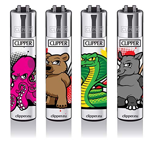 Clipper® - Set di 4 accendini, Motivo: Animali