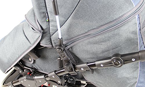 Clamaro „SUNCOVER“ Universal Sonnenschirm Regenschirm für Kinderwagen und Sport Buggy (11 Farben wählbar), Babywagen Schirm mit Universal Halterung für bis zu ca. 3,0 cm dicke Rohre und 360° schwenkbar durch flexiblen Schwanenhals - 4