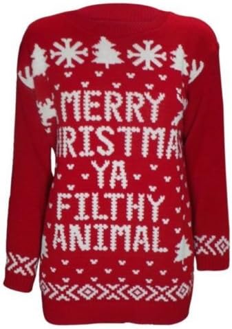 WOMENS AND MENS MERRY XMAS CHRISTMAS YA FILTHY ANIMAL WINTER SWEATER JUMPER PRINTED
