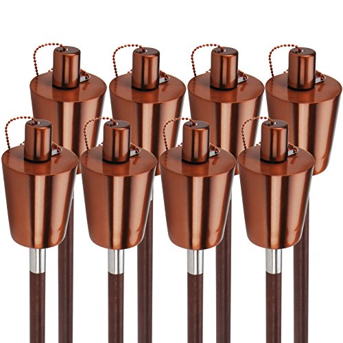 Gartenfackel Edelstahl Öl-fackeln für draußen 110cm mit Holzstab Edelstahlfackeln Party Strand Hochzeit-Deko Outdoor Fackeln (8er Set Kupfer)