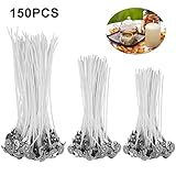 3 Größe variabel: Die Länge dieser Kerzen Dochte sind 90 mm, 150 mm und 200 mm, jede Größe für 50 Stück, insgesamt 150 Stück.