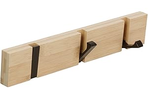 JSVER Patère Murale de 3 Crochets rétractables, Porte Manteau Mural pour Suspendre Manteaux écharpes, Sacs à Main et Autres, Naturel