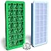 Produktbild Silikon Ice Cube Tabletts mit Deckel – 2 pc verdeckt Ice Cube Tray Set mit 42 Eiswürfel Formen – Flexible Gummi Kunststoff stapelbar Mini Cocktail Whiskey Ice Cube Form Storage Container – Blau Grün