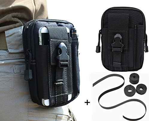 Wynoz(TM) Universal Utility Molle Compatible Kit Pouch + Pack of 3 Fastening Webbing Wrap Velcro