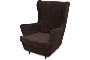 LIFEDX Ohrensessel Überzug Samt Sesselbezug Ohrensessel 2 Teilig,Sessel-Überwürfe Ohrensessel Überzug,Sesselhusse Elastisch Stretch Husse Tiger Stuhlbezug mit Armlehne Hohe Rückenlehne-Coffee