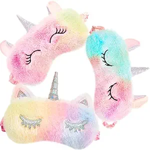 Cute Critters Unicorn Eye Mask for Girls?Cute Eye Cover for Sleep?Soft Breathable Cotton Eye Mask for Sleeping Faster and Better?Sleeping Mask with Elastic Band 1 PCS Random Color