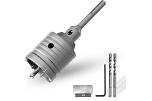 CSOOM Otwornica do betonu 60 mm z przedłużeniem SDS-Plus 110 mm, zestaw otwornic do betonu, zestaw otwornic do betonu, 4 wiertła centrujące 8 x 110 mm, końcówka z twardego metalu, 2 x wiertło