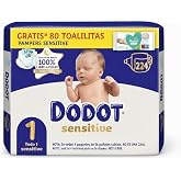 Dodot Sensitive T1 (224 nappies) &ndash; Format of 4 packs of 56 units &ndash; Includes Gift Wipes Pampers 80 units