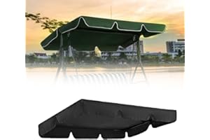 GESMAY Swing Chair Canopy Replacement,2 & 3 Seater Garden Swing Canopy Replacement,Waterproof Garden Swing Seat Canopy Cover,Only for Swing Chair Top Hammock Cover Porch Top Cover Seat (Black, 195*125*15CM)