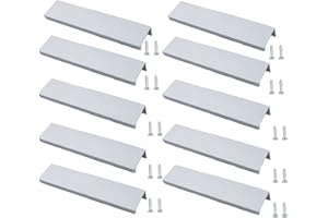 JNRFTY 10Pcs Mount Finger Edge Pull,Hidden Drawer Pulls,Aluminum Hidden Handle Concealed Tab Pulls for Home Kitchen Door Drawer Cabinet (Sliver,150mm Total Length)