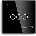 Makayuron WiFi Smart Wall Light Switch,No Neutral Wire Required, No Hub Required, Compatible with Alexa and Google Home, APP Remote Control, Timing Function, Voice Control (Black 3 Gang)