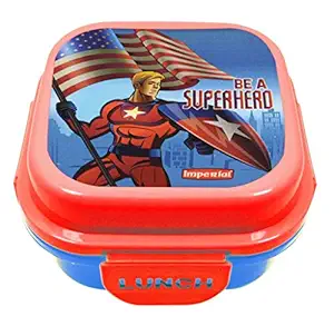 Crafts For You Plastic Grand Super Hero Printed Insulated Lunch Box, Yellow, Red