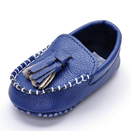 Estamico Baby Boys Tassel Moccasins Leather Infant Shoes Navy US 4