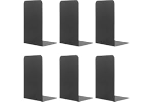 3 Pairs Book Ends for Shelves, MSDADA Heavy Duty Bookends for Office, School&Home, Metal Bookends for Heavy Books, Anti Slip Book Holder Bookend Supports Book Stoppers for Bookworms Gift(Black)