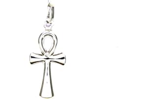 PEGASO GIOIELLI - Ciondolo Oro Bianco 18kt (750) Pendente Croce della Vita Uomo Donna Bambini