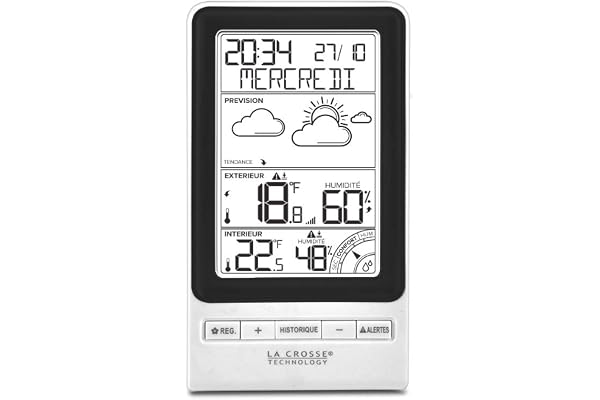 La Crosse Technology - WS6819 Station Météo avec Prévision, Alertes de Température et Indice de confort - Noir