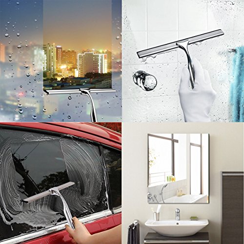 Dailyart® Edelstahl Squeegee Bad-und Duschabzieher Fensterwischer mit hochwertiger Gummilippe für streifenfreies Abziehen–Inbegriffen Wandaufhänger - 5