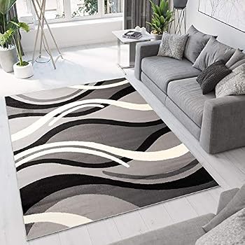 Amazon De Tapiso Dream Teppich Kurzflor Modern Schwarz Weiss Grau