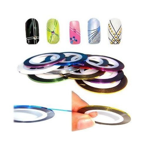 Nail Art Striping Tape Line Decoration pack of 10 rolls from Easy-go