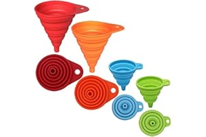 YSTrillion Entonnoir cuisine,4 Pièces Entonnoir Pliable en Silicone,Entonnoir silicone Pliable pour Cuisine 2 Tailles D'entonnoir Petit et Grand