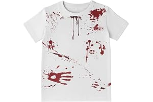 Halloween Zombie Kostym T-Shirt för Pojkar, Blodstänk, Bomullstopp