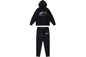 TOWERS Set di Tuta da Uomo e Donne Trapstar di Marca alla Moda,Jogging Sportiva Lettera Ricamata 2 Pezzi Felpe con Cappuccio e Pantaloni Autunno Inverno