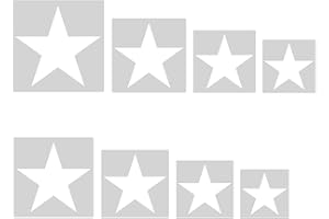 YIHECWY 8 Reusable Plastic Star Stencils - Large 5-Point Star & Other Wall Stencil Designs for DIY Craft Decor