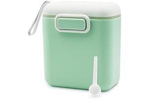 PLINRAX Baby Milk Powder Dispenser, 800ML Powder Pots, Airtight Milk Powder Container with Sealed Silicone Ring Cover Leveler and Spoon, for Outdoor Travel Feeding Coffee, Cereal (Green)