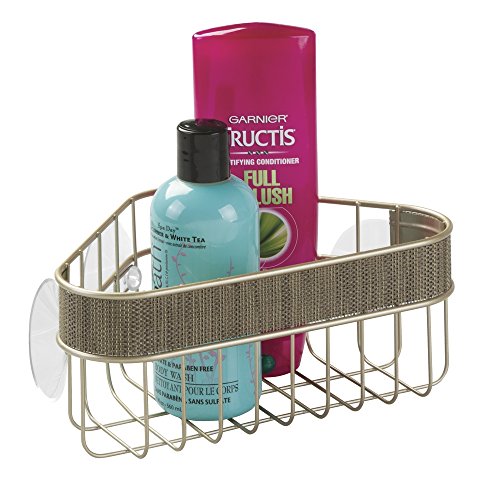 InterDesign 44088EU Twillo Duschkorb für das Bad für Shampoo, Conditioner, Seife – Eckkorb, Perlmuttchampagnerfarben Metall Pearl Champagne 27,18 x 18,03 x 10,41 cm - 2