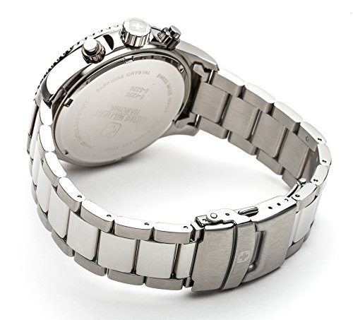 Swiss Military Men's Quartz Watch with Black Dial Chronograph Display and Silver Stainless Steel Bracelet 6-5226.04.009