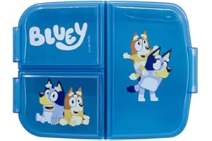 ILS I LOVE SHOPPING BLUEY | Brotdose für Schule mit 3 Fächern aus Kunststoff für Kinder und Mittagessen Launch Box - BPA frei Bluey
