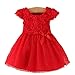 iiniim Baby Girl's Rose Flower Wedding Princess Dress Kids Formal Pageant Christening Dresses Red 9-12 Months