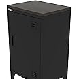RIGID Metal Bedside Cabinet with 2 Shelves Storage, Side Tables for Couch Bed Sofa, Mini Nightstand with Magnetic Door for Living Room Home Bedroom School Gym Office (Black, 40D x 38W x 65.5H CM)