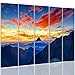 Produktbild Feeby Leinwandbild - 5 Teile - Bilder Wand Bild Wandbilder Kunstdruck XXL, 5-Teilig, Typ C, 300x140 cm, Berge, Natur, Blau