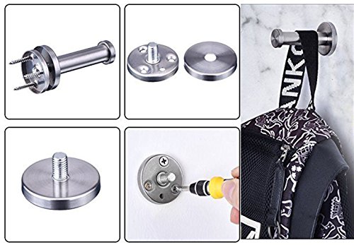 NewCY Edelstahl Wandmontage Robe Haken Neue stilvolle 304, gebürstet Finish, Bad Toilette Schränke Mantel Handtuch Robe Hook 2 Stück [1.75inch/4.5cm] - 4