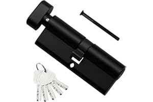 Bwintech 1 pz 40T/40mm Euro Cilindro in Ottone, 80mm Pomello/Chiave di Blocco con 5 Chiavi Orizzontali in Ottone,Anti-Picking, Anti-drilling, Anti-Snap, Anti-urto, Finitura Nera