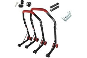 ‎SEFIS MOTO SEFIS D18 Motorradständer Set M6 Prismabuchsen Vorder- und Hinterrad Motorradheber Serviceständer Front und Heck Motorrad montageständer ständer (Rot, für Yamaha MT-09 / SP/Tracer MT-10 / FZ-1)