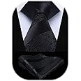 HISDERN Ties for Men - 63 inch Extra Long Necktie and Handkerchief Wedding Tie and Pocket Square Set For Party Business Funeral