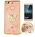 Produktbild Huawei P8(2015) Hülle mit Panzerglas,Ultra Slim Soft TPU Silikon Transparent Wasserdicht Shockproof Anti Slip Protection Schutzhülle,3D Bling Glitzer Strass Durchsichtig Weichem Silicone Thin Handy Hülle,Butterfly Blume Kristall Diamant Glänzend Stoßdämpfend Spiegel Schutz Crystal Case Tasche Etui Bumper mit Diamant Ring Halter Ständer Standfunktion Case für Huawei P8(2015) 5.2 Zoll-[schmetterling golden]+Panzerglas/Schutzfolie/ Displayschutzfolie