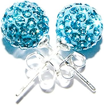 Shamballa Style Earrings 8mm Disco Ball on Silver Stud - packed in a gift BOX - Ships from UK- Delivery 2-3 days