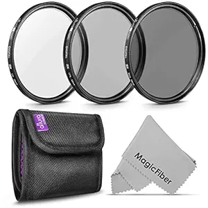 58MM Professional Photography Filter Kit (UV, Polarizer, Neutral Density ND4) for Camera Lens with 58MM Filter Thread + Filter Pouch + Premium MagicFiber Microfiber Cleaning Cloth