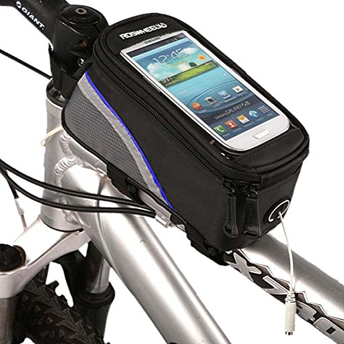 Preisvergleich Produktbild Roswheel Radfahren Mountain Bike Fahrradrahmen Tasche Rahmentasche Oberrohrtasche Handytasche mit transparentem PVC-Fenster für Handys Größe S / M / L (Blue, L)