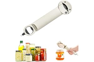 AXROAD MALL Apribottiglie regolabile, apriscatole manuale, apriscatole multifunzione, in acciaio inox, per risparmiare lavoro, per mani deboli (grigio bianco)