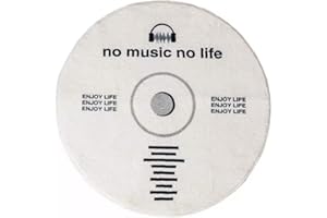 Wokii CD-Disc-Bodenmatte, Musikaufzeichnung, schwarzer runder Teppich, kreativer CD-förmiger Teppich, runder Teppich, rutschfeste Bodenmatte, Teppich für Schlafzimmer, Wohnzimmer, Heimdekoration